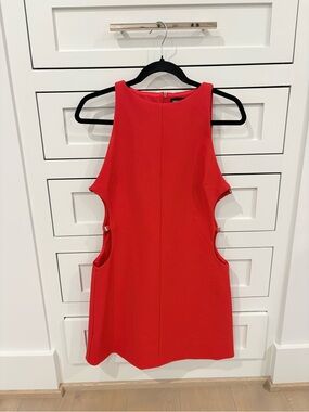 Zara Bright Red Sleeveless Cutout Mini Dress